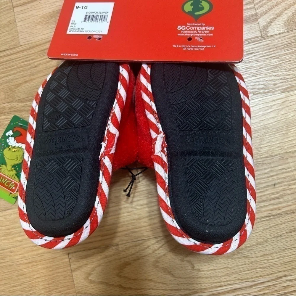 Grinch Slippers Girls NWT Sz 9 10 Toddler Cindy Lou Hoo Red Christmas